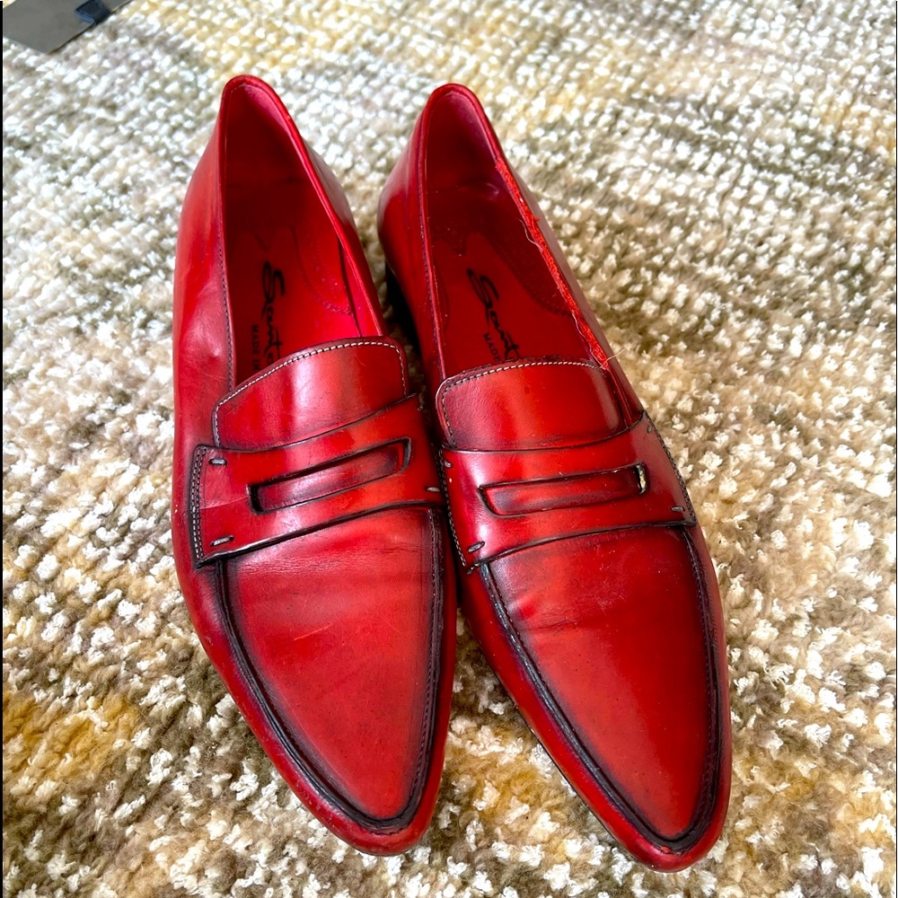 Santoni red leather shoes - Picture 1 of 4